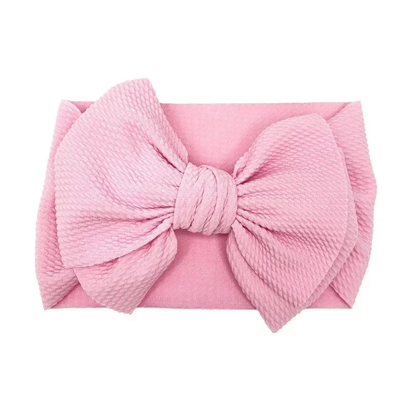 Fashion Handmade Bowknot Elastic Wide Hairband Toddler Solid Color Big Bows Headband Baby Girls Headwear Holiday Gifts