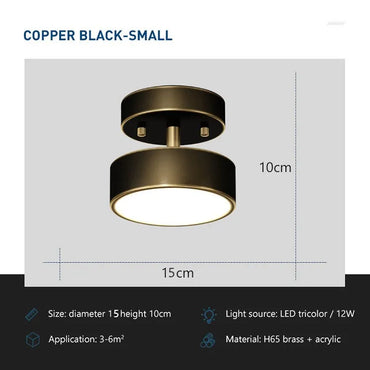 Modern LED Ceiling Lights Nodic Home Decor Accessories For Bedroom Living Dining Room Corridor Lamps Round Copper Decor Fixture