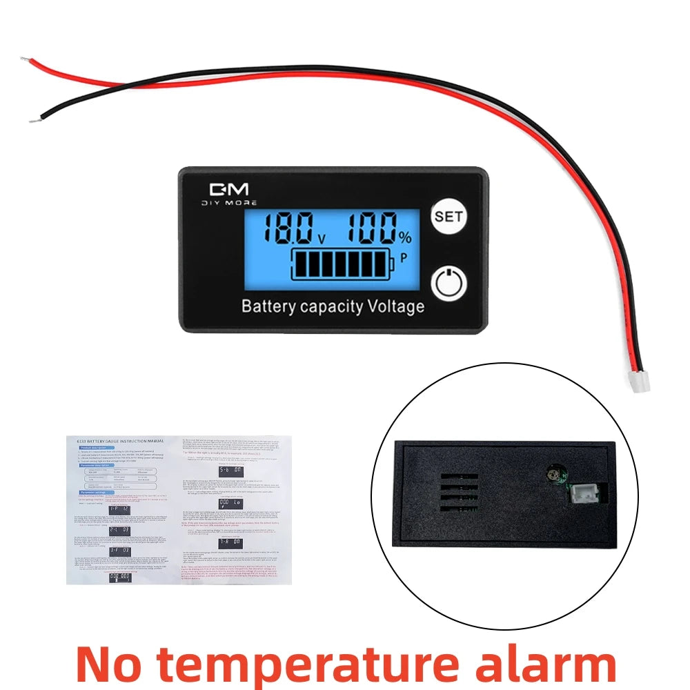 6133A DC Bateri Voltmeter Penunjuk Kapasiti 8V-100V Meter Kuasa Litium LiFePO4 sel asid plumbum 12V 24V 48V untuk Bateri LCD 