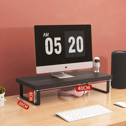 Monitor Stand Desktop Computer Stand Office Laptop Stand Storage Shelf Mini Wooden Desk Desk Shelves