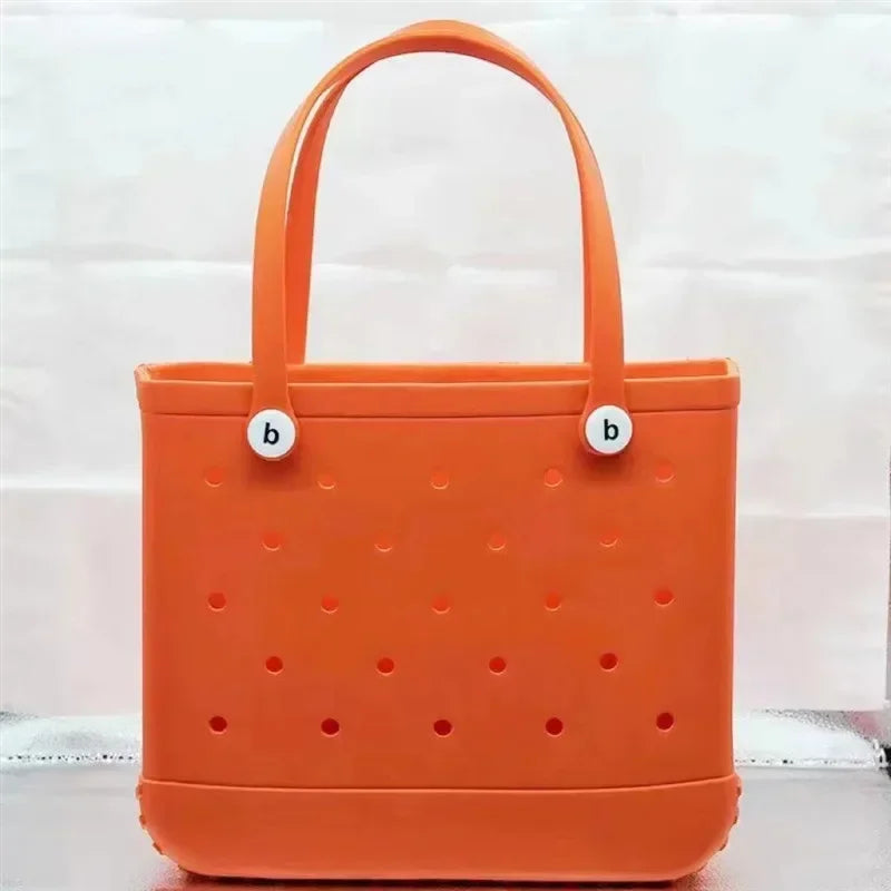Beg Pantai Bogg Sederhana EVA Getah Kalis Air Beg Tangan Bahu Kolam Berkelah Wanita Membeli-belah Bakul Penyimpanan Tote Jelly Sac Beg Bogg 