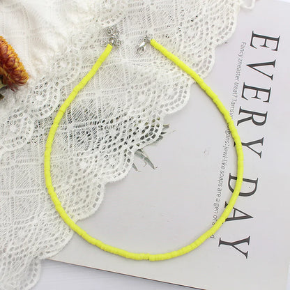 Colorful Beads Necklace Women Summer  Korean Handmade Fashion Boho Polymer Clay Choker  Pendant Neck Collar Female Beach Jewelry