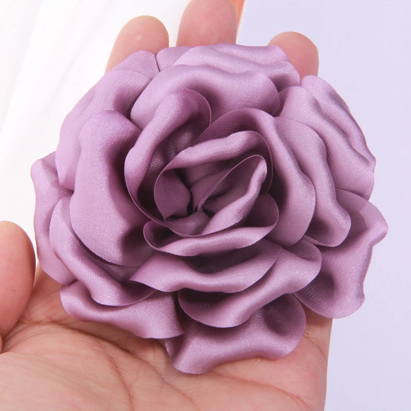 9cm Bunga Peony Satin Buatan Tangan Buatan Tangan untuk Klip Jepit Rambut Pakaian Hiasan Kepala Aksesori DIY DIY roset Fabrik Sutera organza 