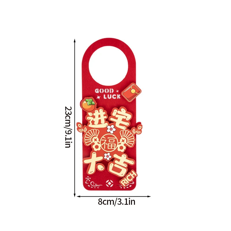 1/2pcs Chinese New Year Decorations 2025 Chinese Housewarming New Home Door Decor Lunar New Year Doorknob Hanging Pendant