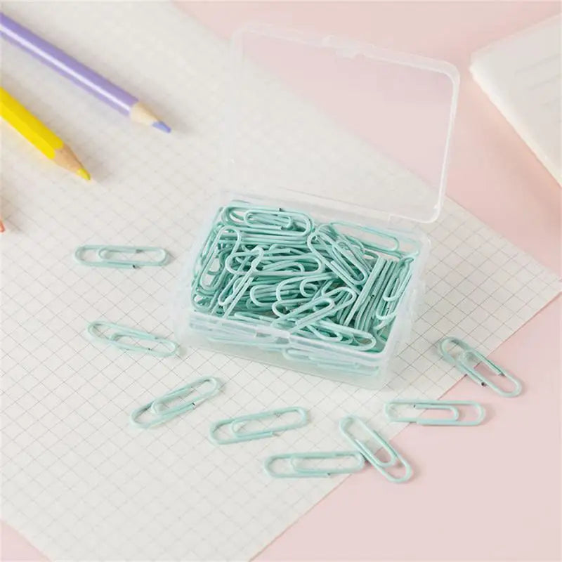 Box Colored Paper Clip Metal Clips Memo Clip Bookmarks Stationery Office Accessories School Supplies Length 18mm/50mm
