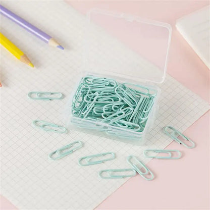 Box Colored Paper Clip Metal Clips Memo Clip Bookmarks Stationery Office Accessories School Supplies Length 18mm/50mm