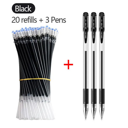 Set Pen Gel Hitam Biru Ballpoint 0.5 mm Isi Semula Cute Sekolah &amp; bekalan pen menulis pejabat Alat Tulis Korea Kawaii