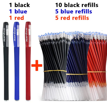 0.5mm Gel Pens Set Black Blue Red Refills Ballpoint Pens Bullet Tip School & Office Supplies Stationery Kawaii Accessories