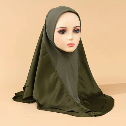 Chiffon Hijab Jersey Hijabs for Women Turban Malay Pullover Headgear Double Layer Solid Color Headscarf Bonnet Hijab Turbante