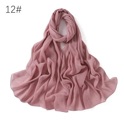 Plain Lurex Scarf Shawl Glitter Shimmer Muslim Woman Hijab Lady High Quality Wrap Stole Wrinkle Rhinestone Scarves Stoles