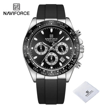 NAVIFORCE Creative Multifunction Male Wristwatch Date Display Soft Silicone Strap Watches for Men Waterproof Sports Chronograph