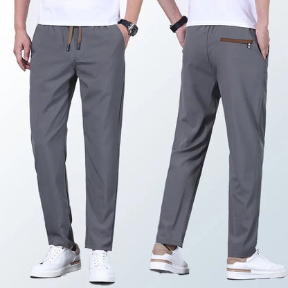 Men's Quick-drying Pants, Drawstring Elastic Waist, Casual Trousers, Loose Straight Pants, Summer New Fashion, Trendy