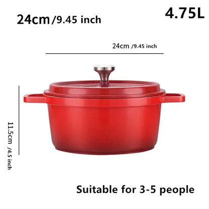 Enameled Cast Aluminum Dutch Oven With Lid 4.7L Nonstick Pan for Bread Baking Casserole Dish Enamel Coating For All Heat Source