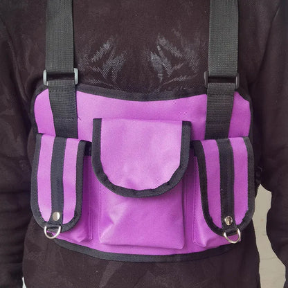 Beg Dada Taktikal Berfungsi untuk Lelaki Fesyen Peluru Hip Hop Vest Beg Streetwear Beg Pinggang Uniseks Beg Rig Dada Hitam 899 