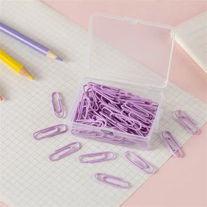 Box Colored Paper Clip Metal Clips Memo Clip Bookmarks Stationery Office Accessories School Supplies Length 18mm/50mm