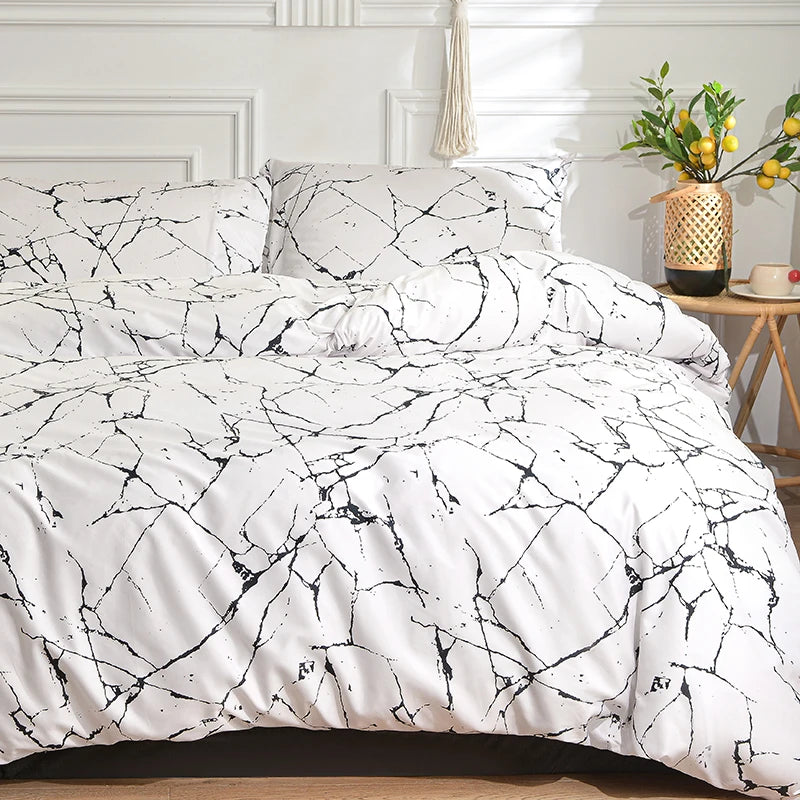 Black Marble Duvet Cover Sets Single/Queen/King Comforter Cover220x240 Reacive Printed Double Bed Cover200x200 Quilt Cover Sets