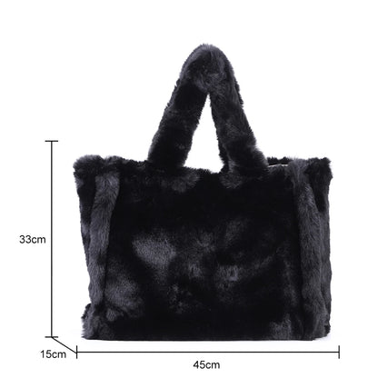 Winter Faux Fur Plush Tote Bag Women's Bag Letter Designer Large Capacity Handbag Shoulder Bag Purses Female Satchel Bags Bolsas