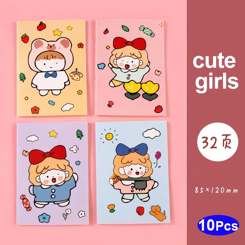 10Sets Retro Small Notebooks Kawaii A7 Blank Mini Cute Planner Diary Note Notepad Aesthetic Journal Kids Stationery Agenda Thing