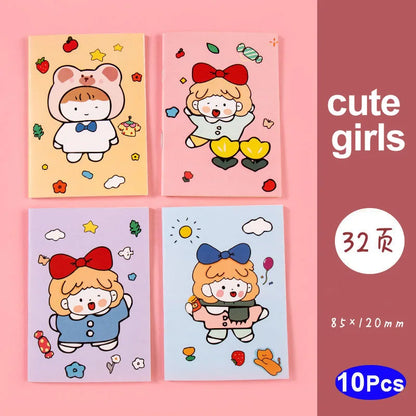 10Sets Retro Small Notebooks Kawaii A7 Blank Mini Cute Planner Diary Note Notepad Aesthetic Journal Kids Stationery Agenda Thing