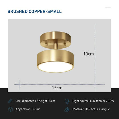 Modern LED Ceiling Lights Nodic Home Decor Accessories For Bedroom Living Dining Room Corridor Lamps Round Copper Decor Fixture