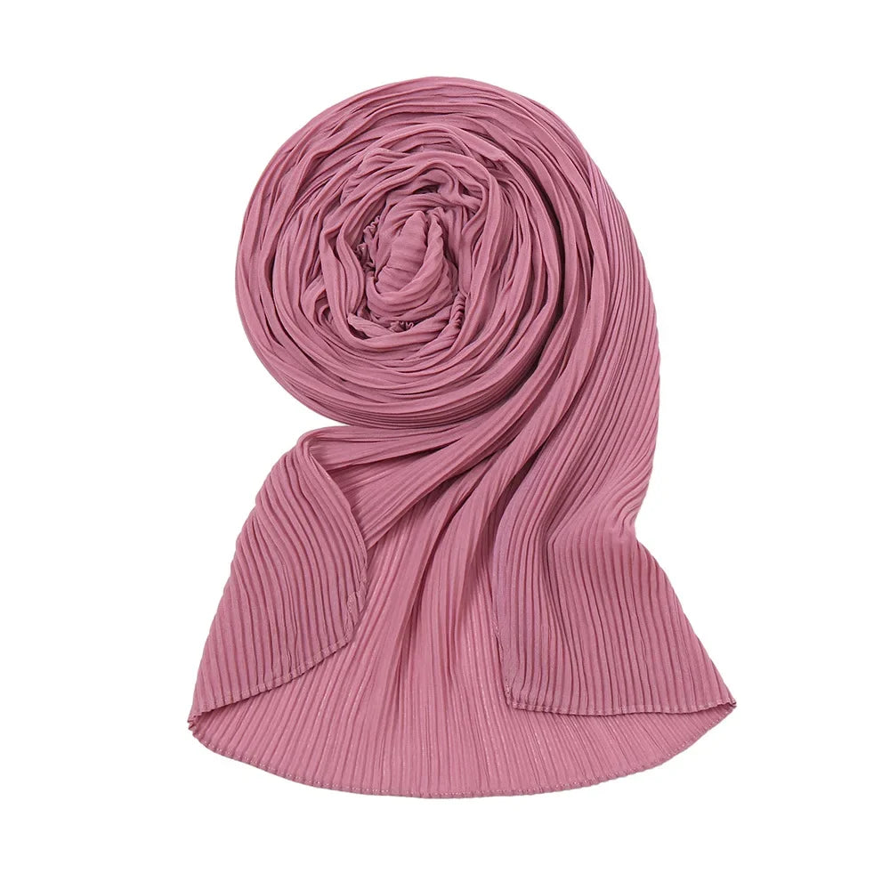 Big Size Pleated Chiffon Hijab Scarf for Muslim Women Turban Pashmina Shawls and Scarves Women Bandana Headband Hijabs Headscarf