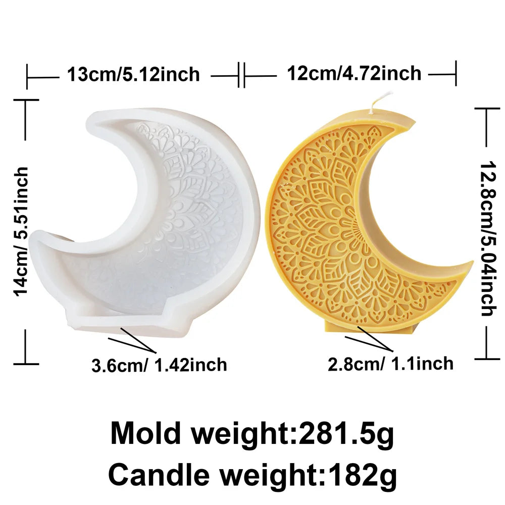 Eid Mandala Crescent Moon Lilin Acuan Bintang Resin Acuan Islamisme Lampu Tanglung Acuan Konkrit Gipsum untuk Eid Mubarak Hiasan Ramadan