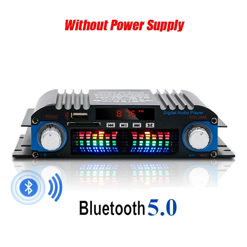 HiFi Sound Amplifier 4 Channel Digital Audio Bluetooth Amplifier 1600W Peak Power Karaoke Player FM Radio Support Remote Control