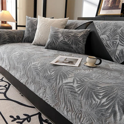 Sarung Sofa Jacquard untuk Hotel Rumah Lembut Tidak Licin Tikar Kusyen Sofa Tebal Corak Daun Tuala Sofa Mewah Hiasan Pelamin Rumah Baharu 쇼파패드 