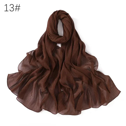 Plain Lurex Scarf Shawl Glitter Shimmer Muslim Woman Hijab Lady High Quality Wrap Stole Wrinkle Rhinestone Scarves Stoles