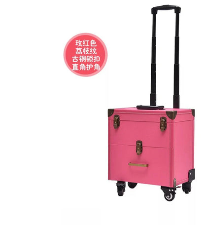 NEW Trolley luggage large Multi-layer Beauty make up bag box Suitcase capacity manicure Cosmetic case multifunct Rolling Luggage