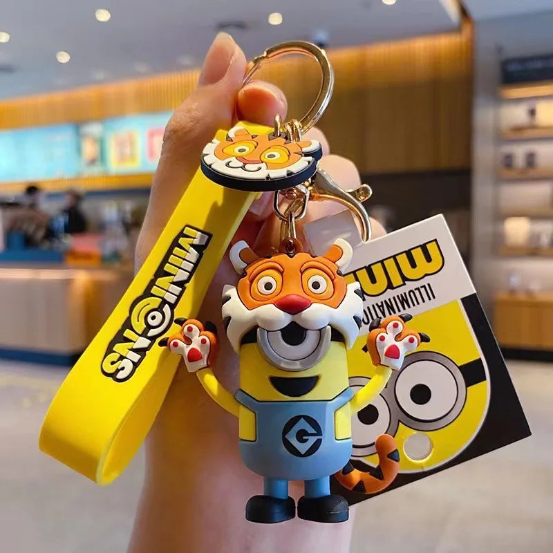 Anime Minions Keychain12 Chinese Zodiac Series Kartun Comel Mainan Kanak-kanak Cincin Kunci Beg Sekolah Hadiah Aksesori Kunci Kereta