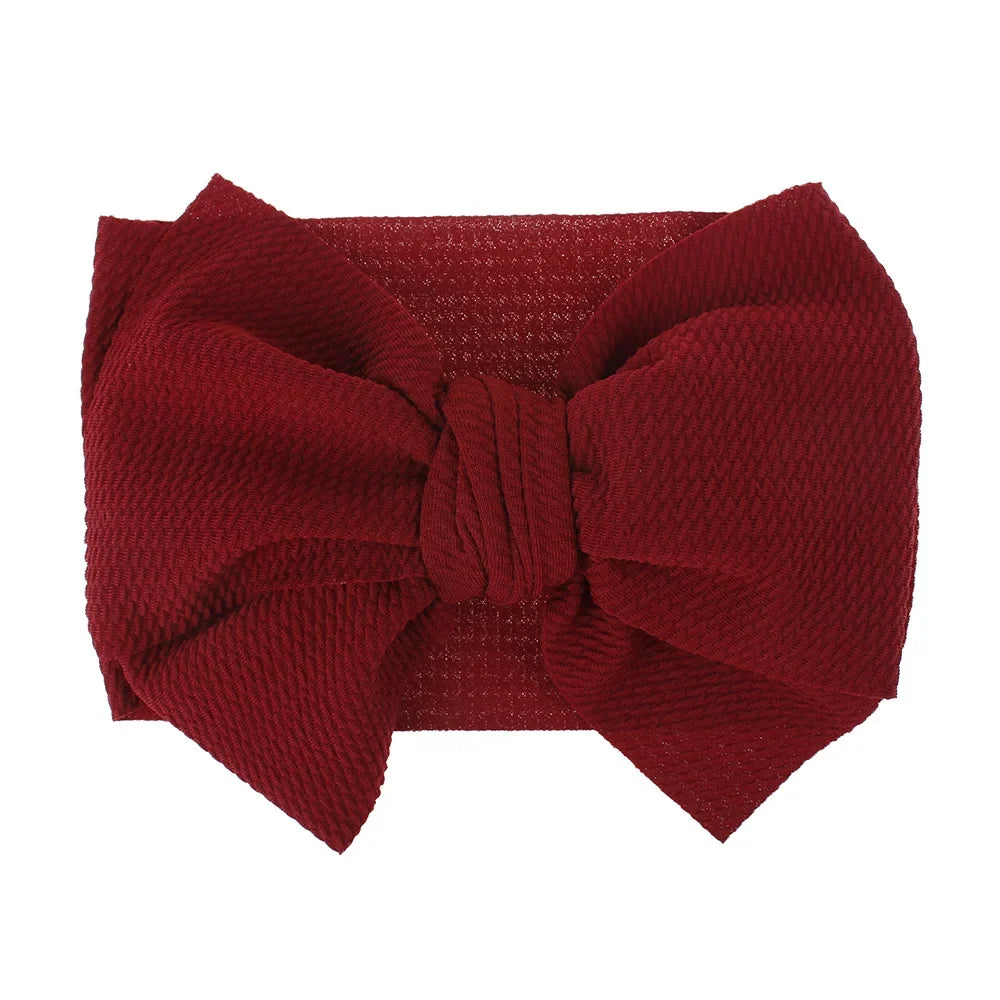 Fashion Handmade Bowknot Elastic Wide Hairband Toddler Solid Color Big Bows Headband Baby Girls Headwear Holiday Gifts