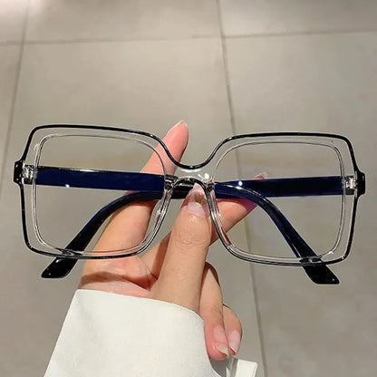 Cermin Mata Optik Anti-biru Warna Personaliti Kotak Retro Gaya Baharu 