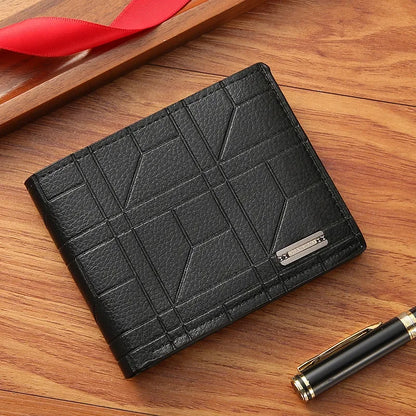 Men's Wallet Black Multi-card Slot Plaid Pattern Casual Youth Horizontal Men's Wallet Male Card Holder Small Coin Purse Cartera