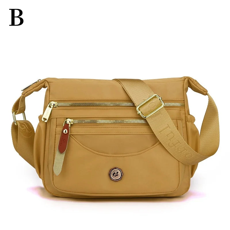 Women Nylon Shoulder Bag Multi-Pockets Crossbody Bag Fashion Handbag Adjustable Strap Ladies Waterproof Messenger Bag Satchels