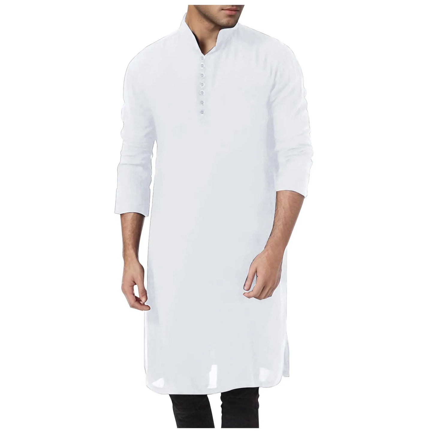 Kemeja Lelaki Pakaian Muslim Kaftan Abaya Muslim Jubah Eas Tengah T Etnik Kandoura Lelaki Percutian Tepi Laut Kasual Atas Saiz Besar 