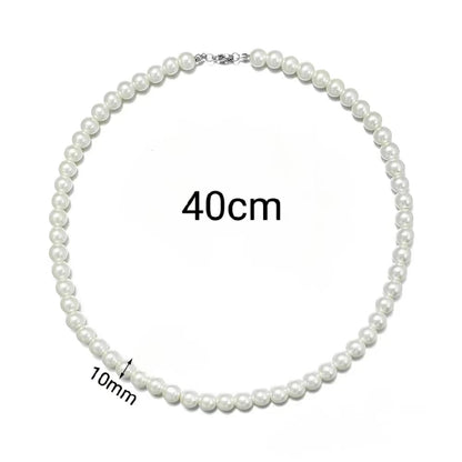 Pearl Necklace Men Simple Handmade Strand Bead Necklace 2024 New Trendy Man Jewelry for Women Girls Wedding Banquet Necklaces