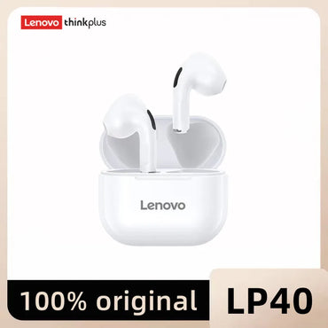 Fon Telinga Bluetooth Asli Lenovo lp40 5.0 Bunyi Imersif HIFI TWS Dengan Kawalan Sentuhan Mikrofon Untuk Pergerakan Masa Siap Sedia Lama 