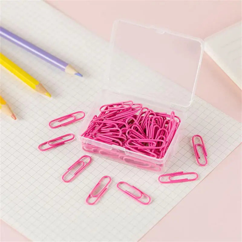 Box Colored Paper Clip Metal Clips Memo Clip Bookmarks Stationery Office Accessories School Supplies Length 18mm/50mm