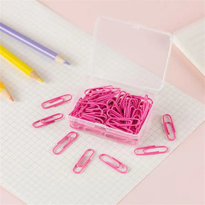 Box Colored Paper Clip Metal Clips Memo Clip Bookmarks Stationery Office Accessories School Supplies Length 18mm/50mm