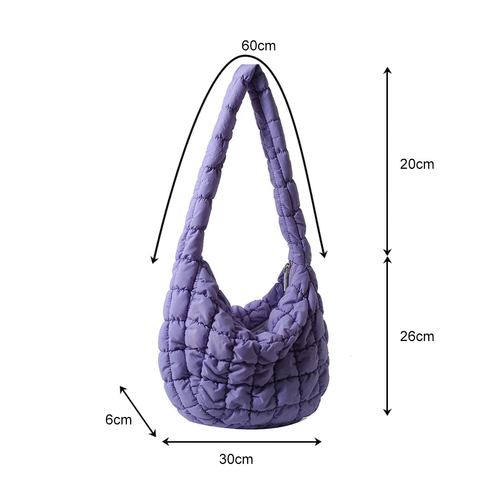 Beg Selempang Berlapis Empuk Baharu untuk Wanita Beg Bahu Awan Berlipat Bubbles Beg Tangan Berbentuk Baldi Tote Besar Beg Tangan Ruched 