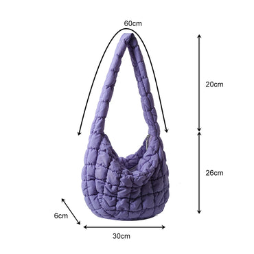 Beg Selempang Berlapis Empuk Baharu untuk Wanita Beg Bahu Awan Berlipat Bubbles Beg Tangan Berbentuk Baldi Tote Besar Beg Tangan Ruched 
