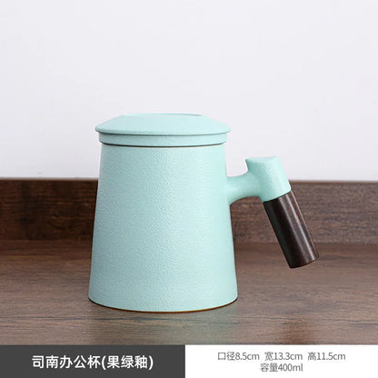 400ML Ceramic Mug Tea Cup with Infuser Household Belt Filter Double Wall Mug Drinkware Office with Handle Tea Strainer Lid