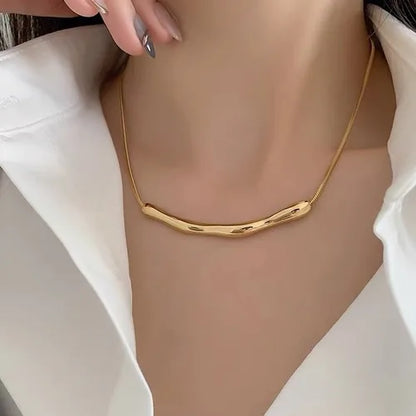 Simple Double Heart Pendant Necklace for Women Couple Zinc Alloy Choker Gold Color Chain Wedding Party Friends Jewelry Gift