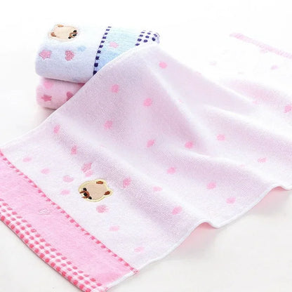 2pcs 100%Cotton Cartoon Bear Jacquard Children Face Towel Soft Absorbent Cute Small Bath Towel 25*50cm