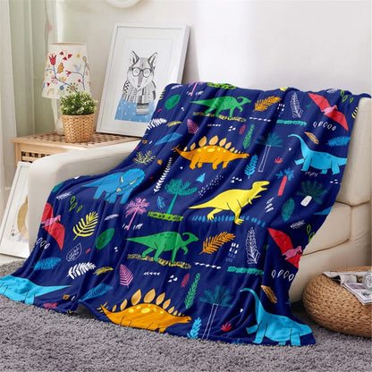 KACISSTY Cartoon Dinosaur Baby Blanket Soft Flannel Throw Blanket for Chair Travel Camping Kids Adults Bed Couch Cover 5 Size