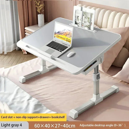 Foldable Lift Laptop Desk for Bed Adjustable Stand Portable Lap Table Breakfast Tray Desk with Drawer for Eating Working Gaming