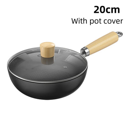 Small Wok Household Cast Iron Wok Non-stick Wok Steak Auxiliary Food Pan Gas Stove Induction Cooker Food Frying Kitchen