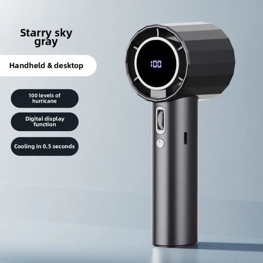 GS5 Handheld Fan Outdoor Camping Ventilator Portable Fan with LED Display 2000mAh USB Rechargeable Manual Fan Mini Air Conditioner