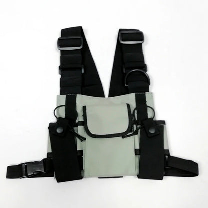 Beg Dada Taktikal Berfungsi untuk Lelaki Fesyen Peluru Hip Hop Vest Beg Streetwear Beg Pinggang Uniseks Beg Rig Dada Hitam 899 
